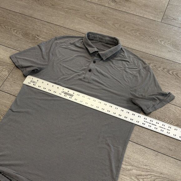 Lululemon Evolution Polo Shirt Mens XL Black Grey Striped Athletic Golf Casual - Picture 4 of 6